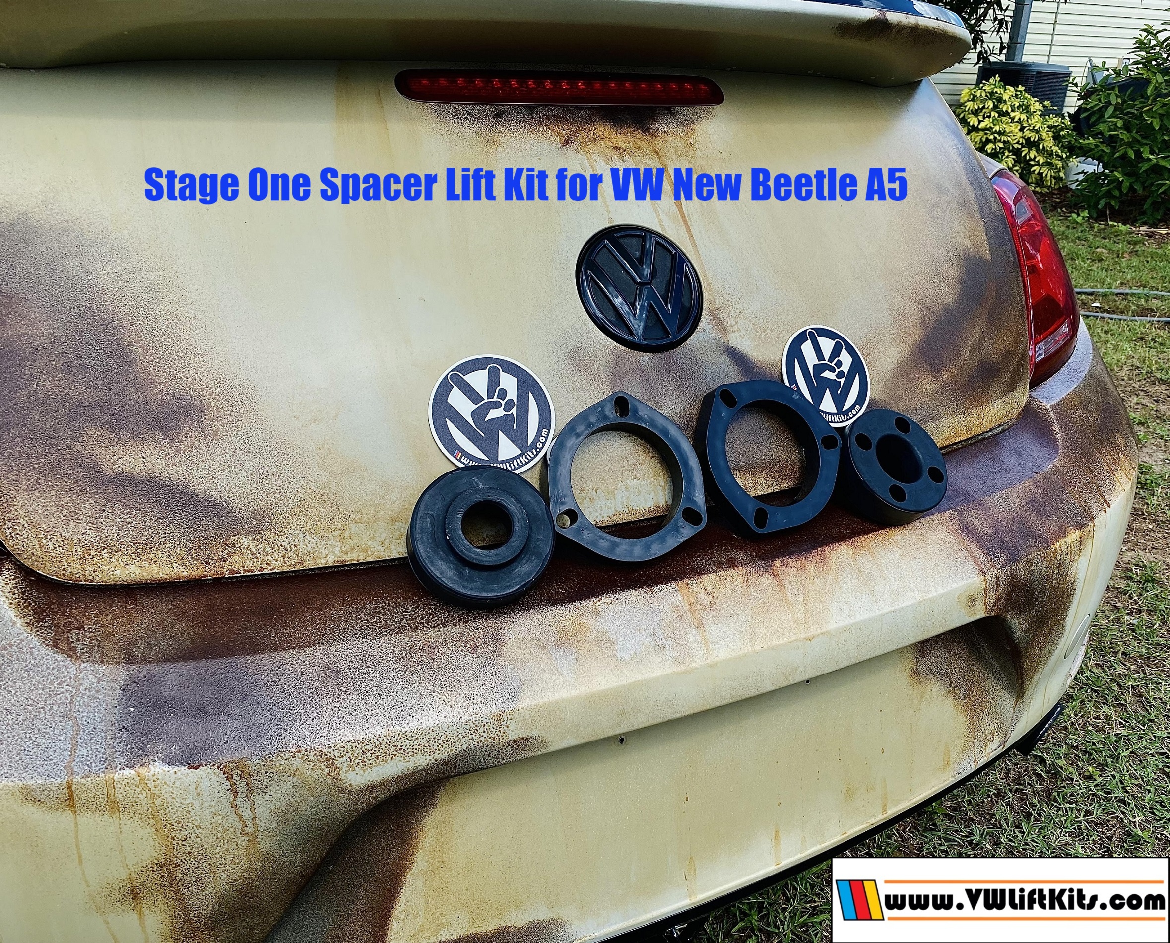 One inch Spacer kit for VW Beetle A5 2011-2019. Best Bolt on VW Beetle A5 Lift Kit, no welding, no cutting, no drilling required.